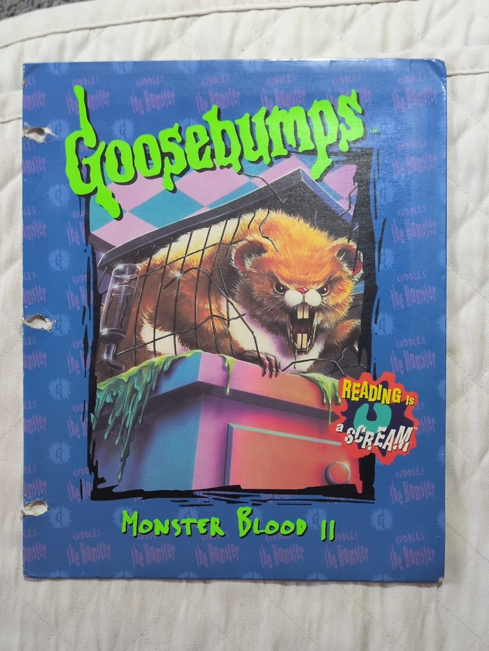 Vintage 90s Goosebumps Monster Blood II Folder Cuddles the Hamster Collectible